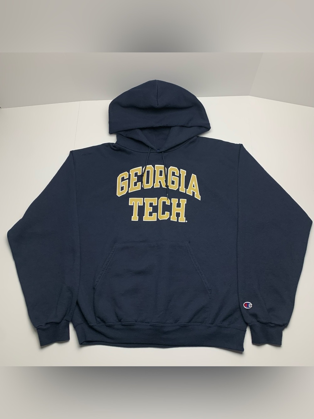 Vintage Georgia Tech Champion Hoodie Navy Blue Y2k Sweatshirt Mens Size Large